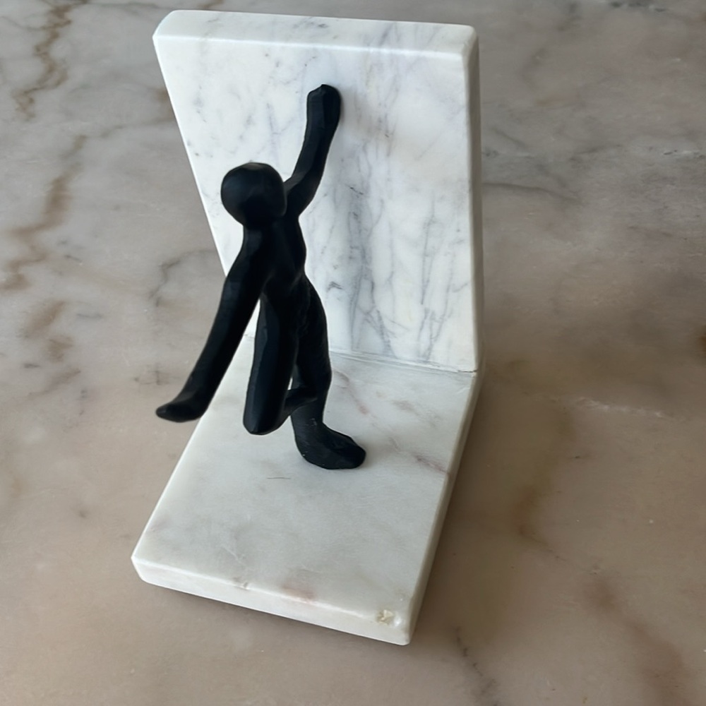 Modern Black White Sculpture Bookend Cast metal human figure sculpture one piece - Picture 10 of 10